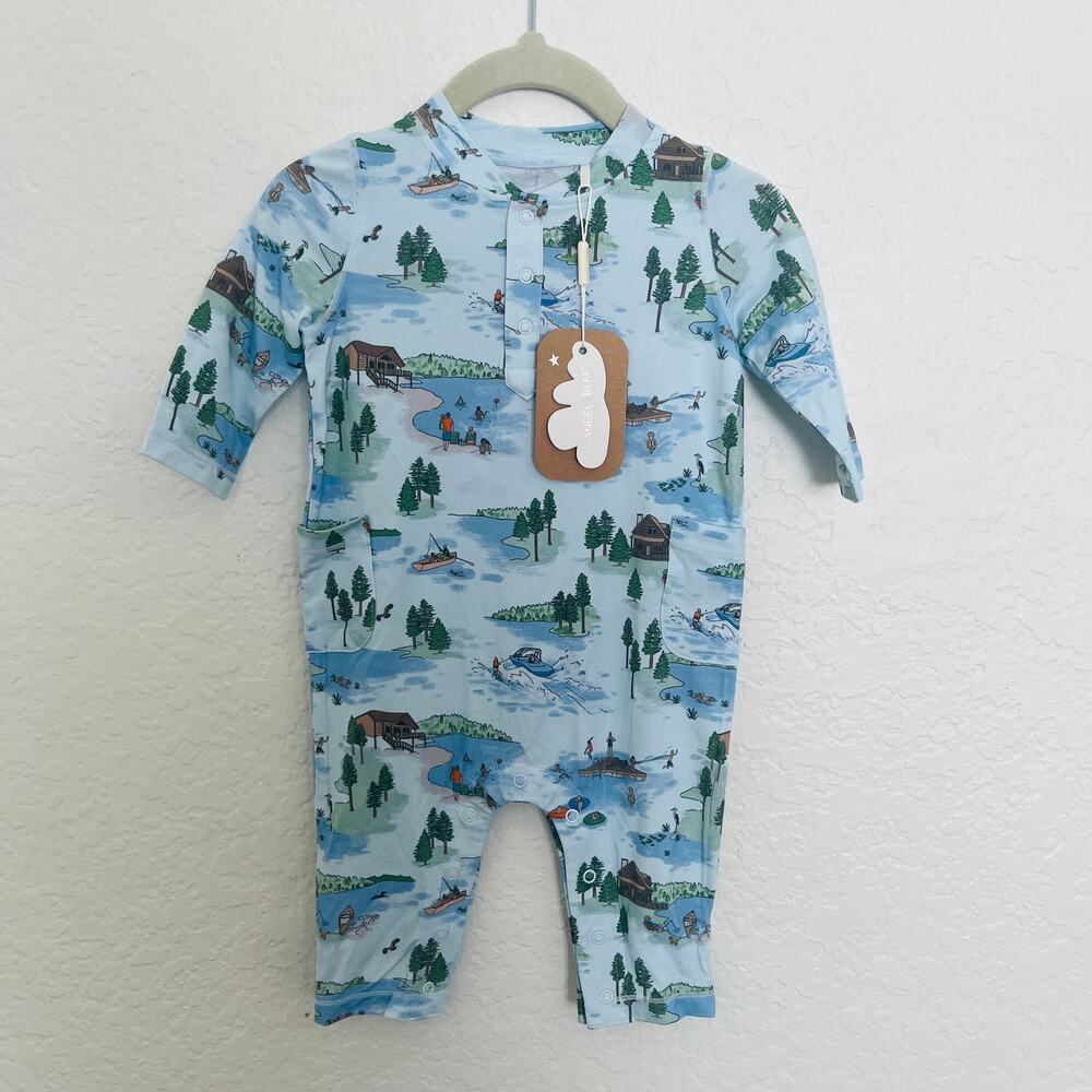 Angel Dear 3-6M Lake Life Print Romper NWT